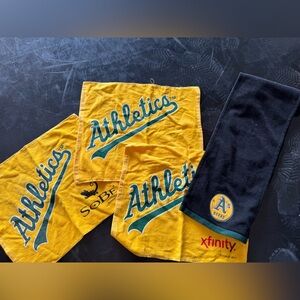 Oakland A’s towels and scarf